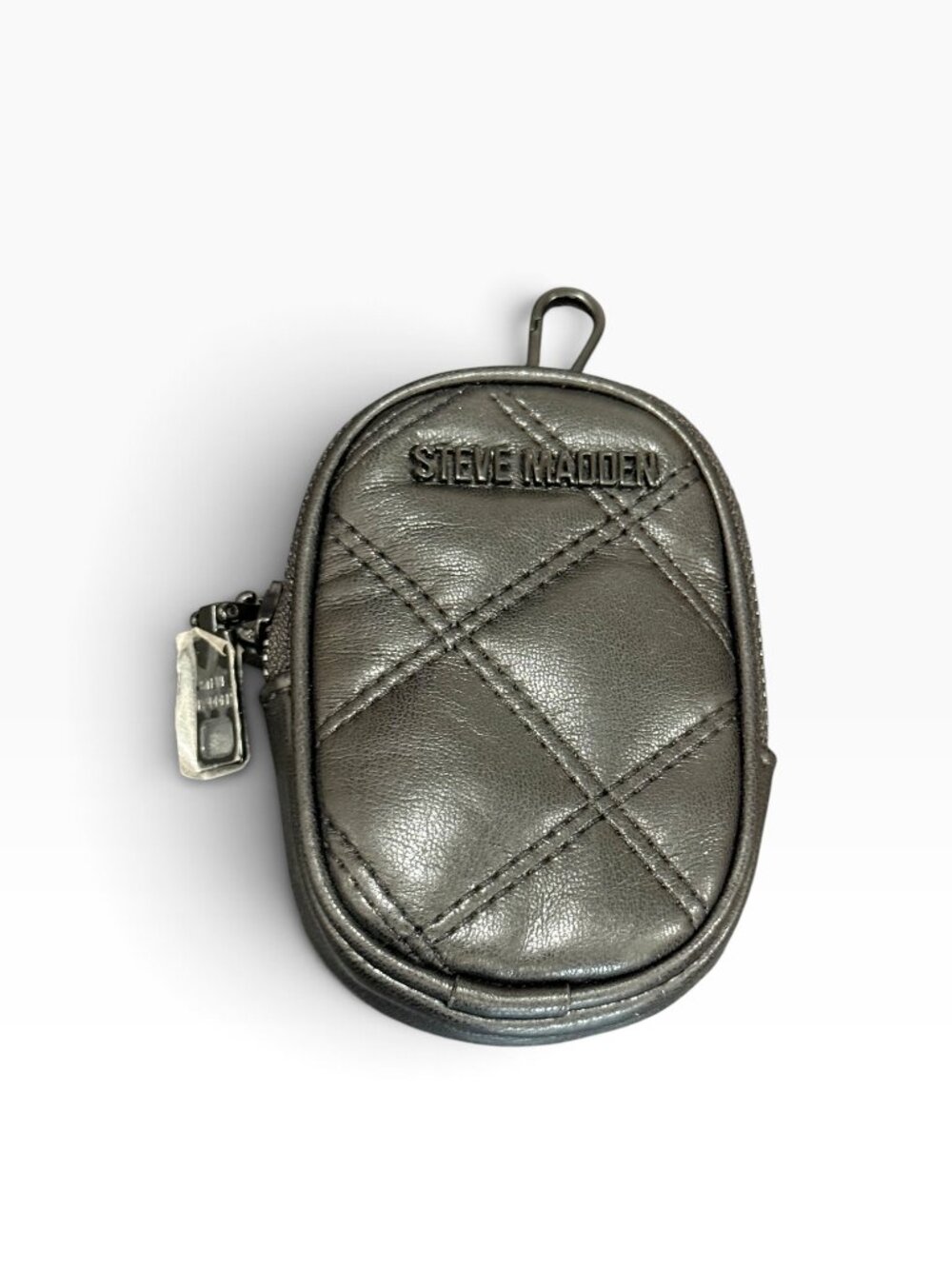 Steve Madden quilted gunmetal gray mini pouch